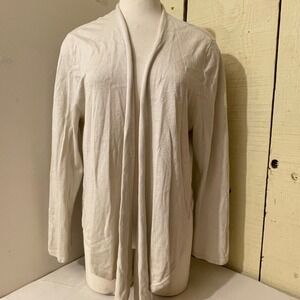 J Jill Womens Size XL Cardigan‎ Open Front Lightweight Beige Linen Blend